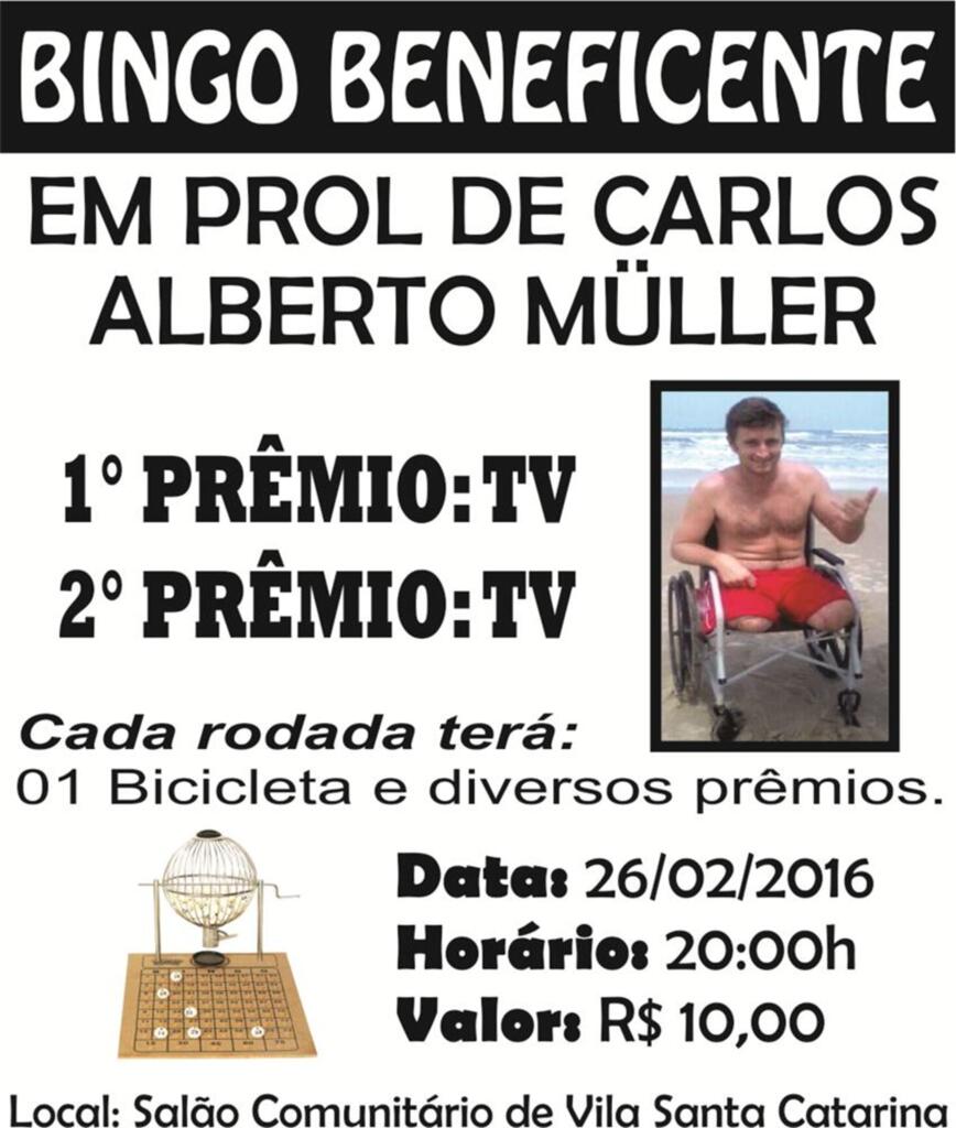 BINGO BENEFICENTE  EM VILA SANTA CATARINA  EM PROL DE  CARLOS ALBERTO MÜLLER