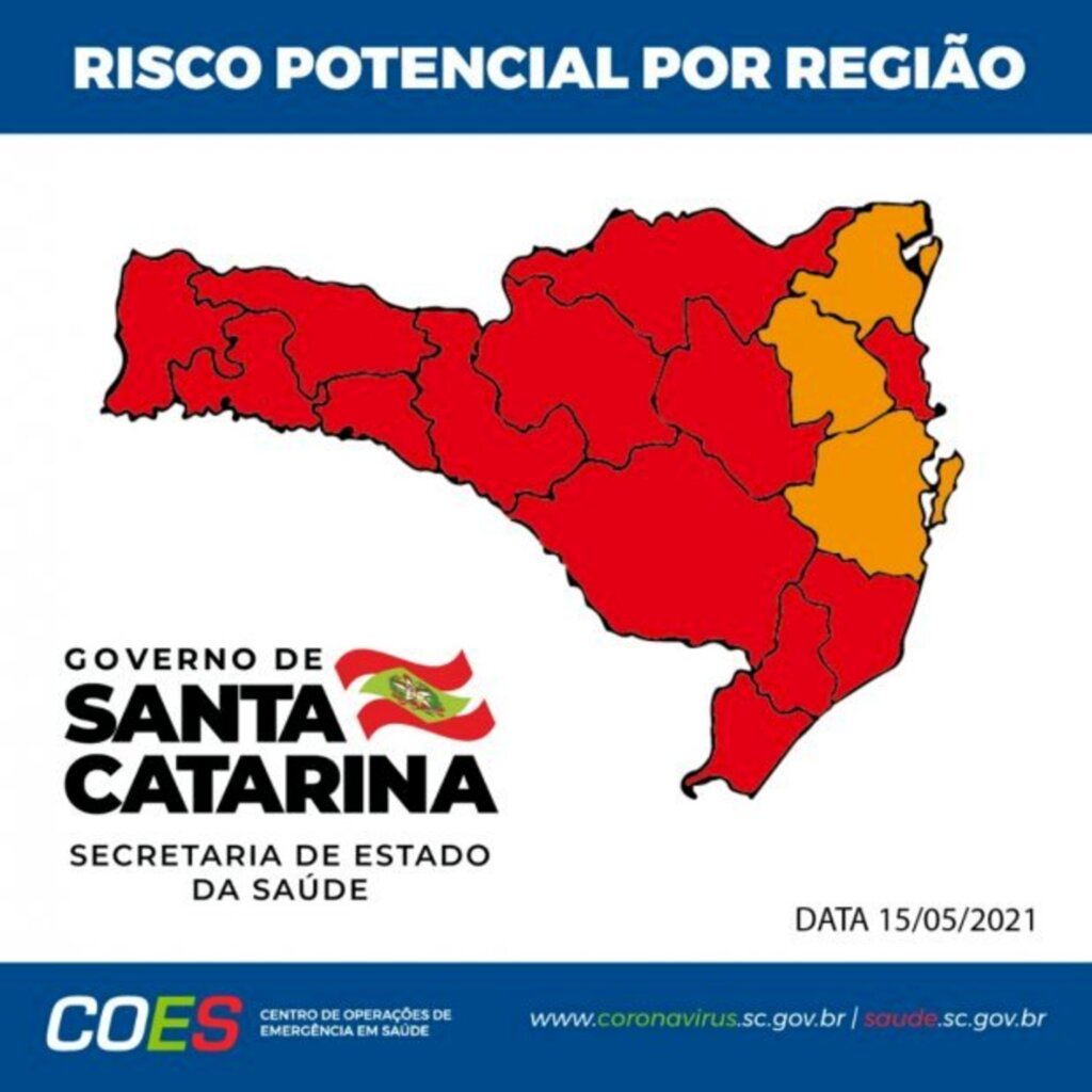 SUL CATARINENSE CONTINUA NA SITUAÇÃO GRAVÍSSIMA PARA A TRANSMISSÃO DA COVID-19