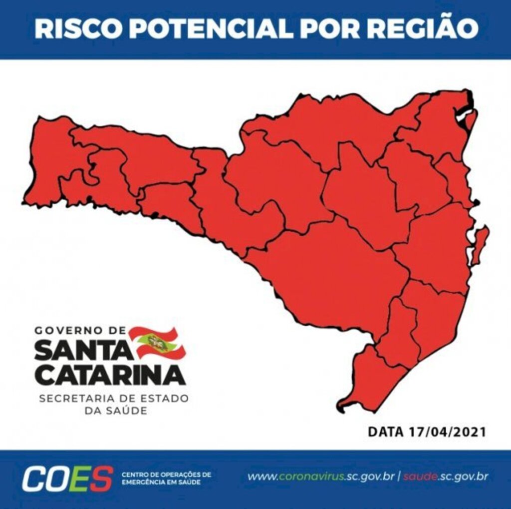 SANTA CATARINA TEM AS 16 REGIÕES EM RISCO GRAVÍSSIMO