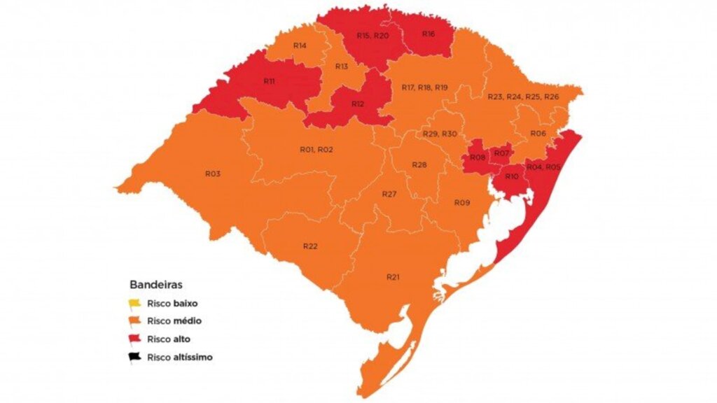 OITO REGIÕES FICAM NA BANDEIRA VERMELHA NA 18ª RODADA DO DISTANCIAMENTO CONTROLADO NO RS