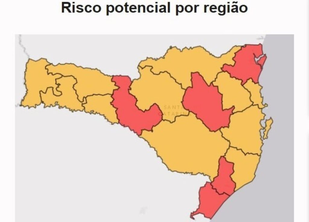 NÚMERO DE REGIÕES EM RISCO GRAVÍSSIMO CAI PARA CINCO EM SC