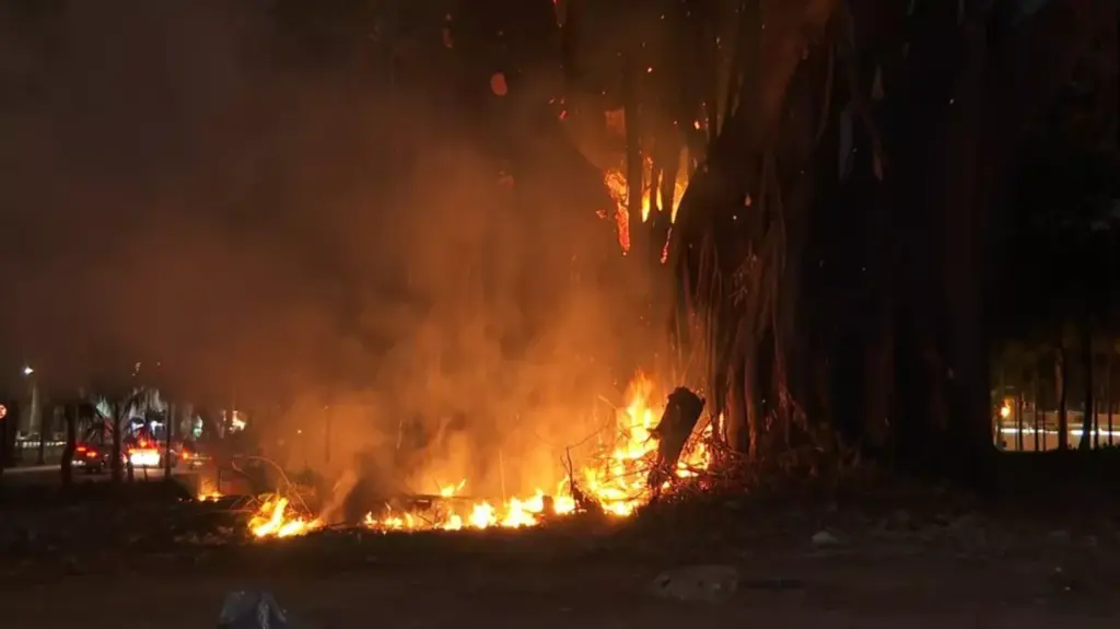 Fábrica de esquadrias e madeira pega fogo após queda de raio