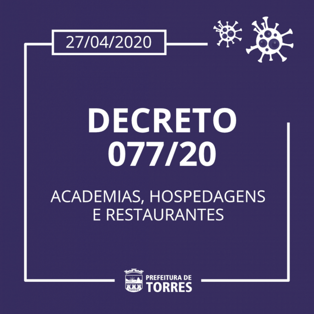 PREFEITURA DE TORRES PUBLICA NOVO DECRETO PARA O FUNCIONAMENTO DE ACADEMIAS, HOSPEDAGENS E RESTAURANTES