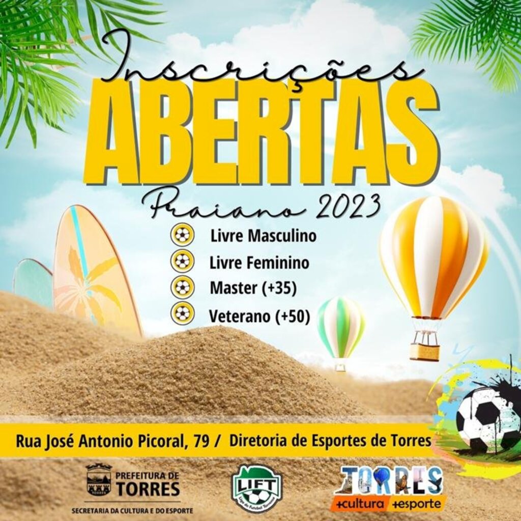 ABERTAS AS INSCRIÇÕES EM TORRES PARA O CAMPEONATO PRAIANO DE BEACH SOCCER 2023