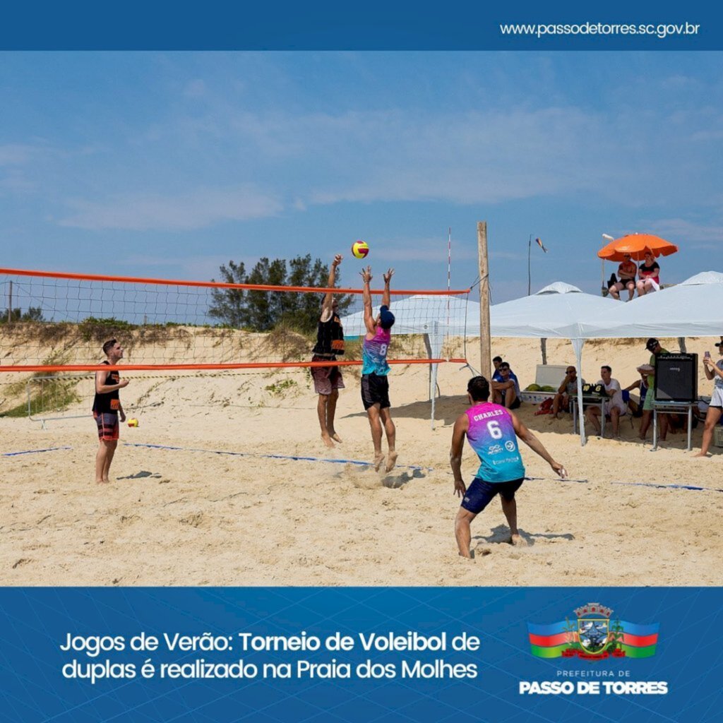 JOGOS DE VERÃO: TORNEIO DE VOLEIBOL DE DUPLAS É REALIZADO NA PRAIA DOS MOLHES EM PASSO DE TORRES