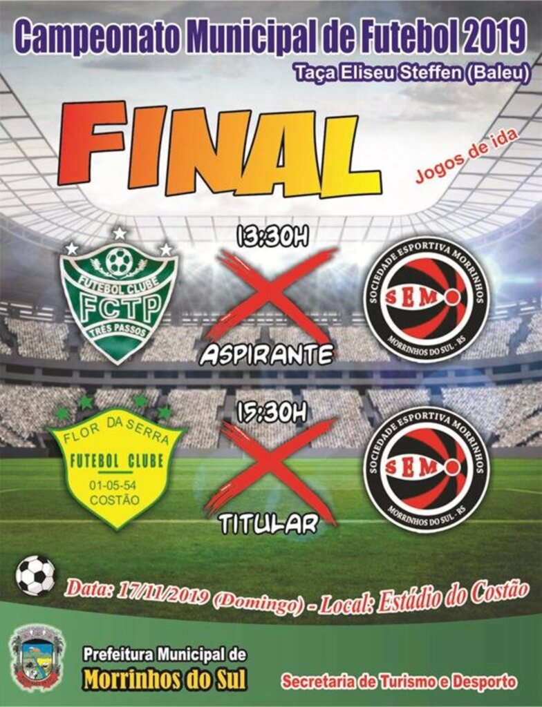 JOGOS DE IDA DAS FINAIS DO CAMPEONATO ACONTECEM NESTE DOMINGO (17) EM MORRINHOS DO SUL
