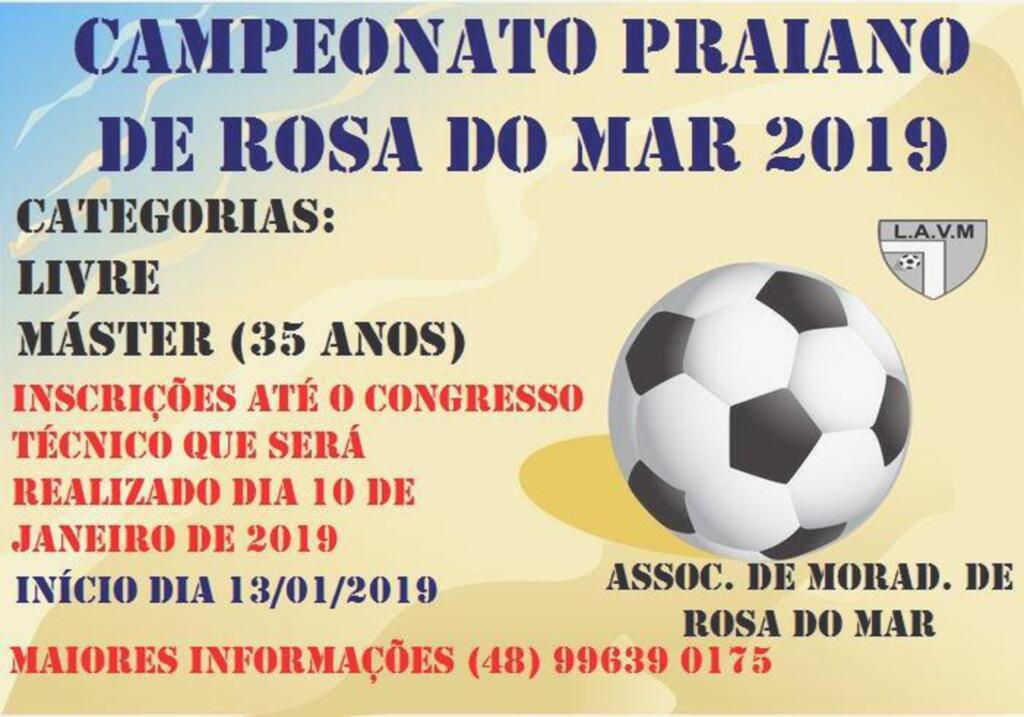 ABERTAS AS INSCRIÇÕES PARA O PRAIANO DE  BALNEÁRIO ROSA DO MAR