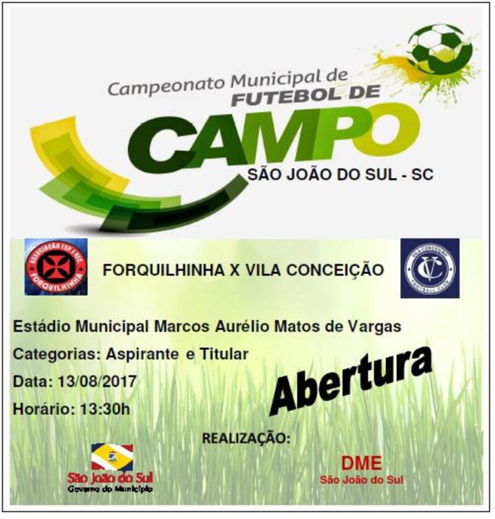 CAMPEONATO DE FUTEBOL DE SÃO JOÃO DO SUL INICIA NESTE DOMINGO, DIA 13