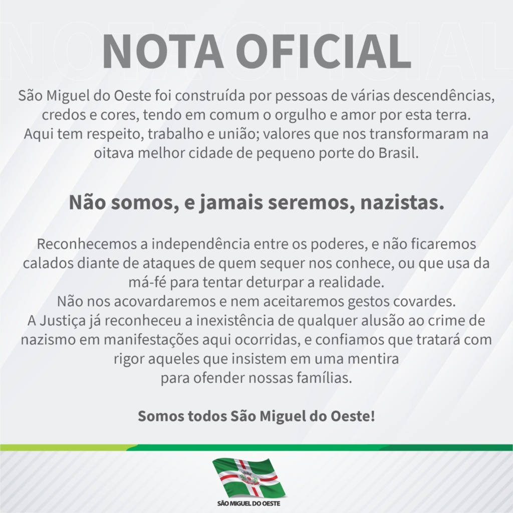 Prefeitura de São Miguel do Oeste divulga Nota Oficial