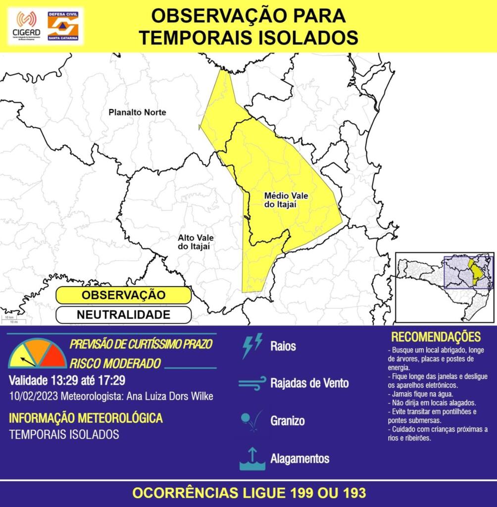 OBSERVAÇÃO - 10/02 13:29 - TEMPORAIS ISOLADOS