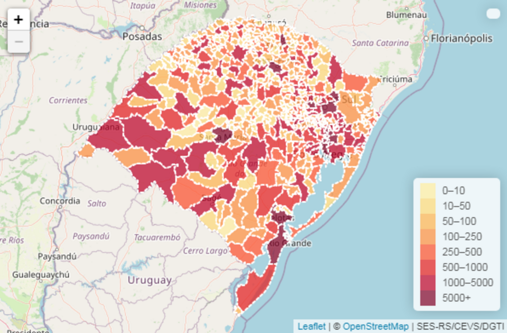 Rio Grande do Sul tem mais de 10 mil novos casos de coronavírus