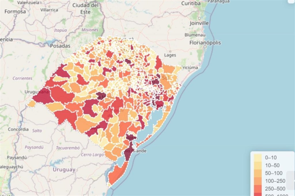 Rio Grande do Sul registra 955 novos casos de Covid-19 e total ultrapassa 249 mil