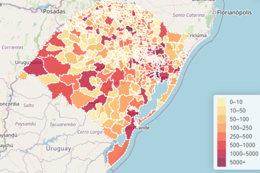 RS tem 5,1 mil óbitos e mais de 211,7 mil casos confirmados de Covid-19