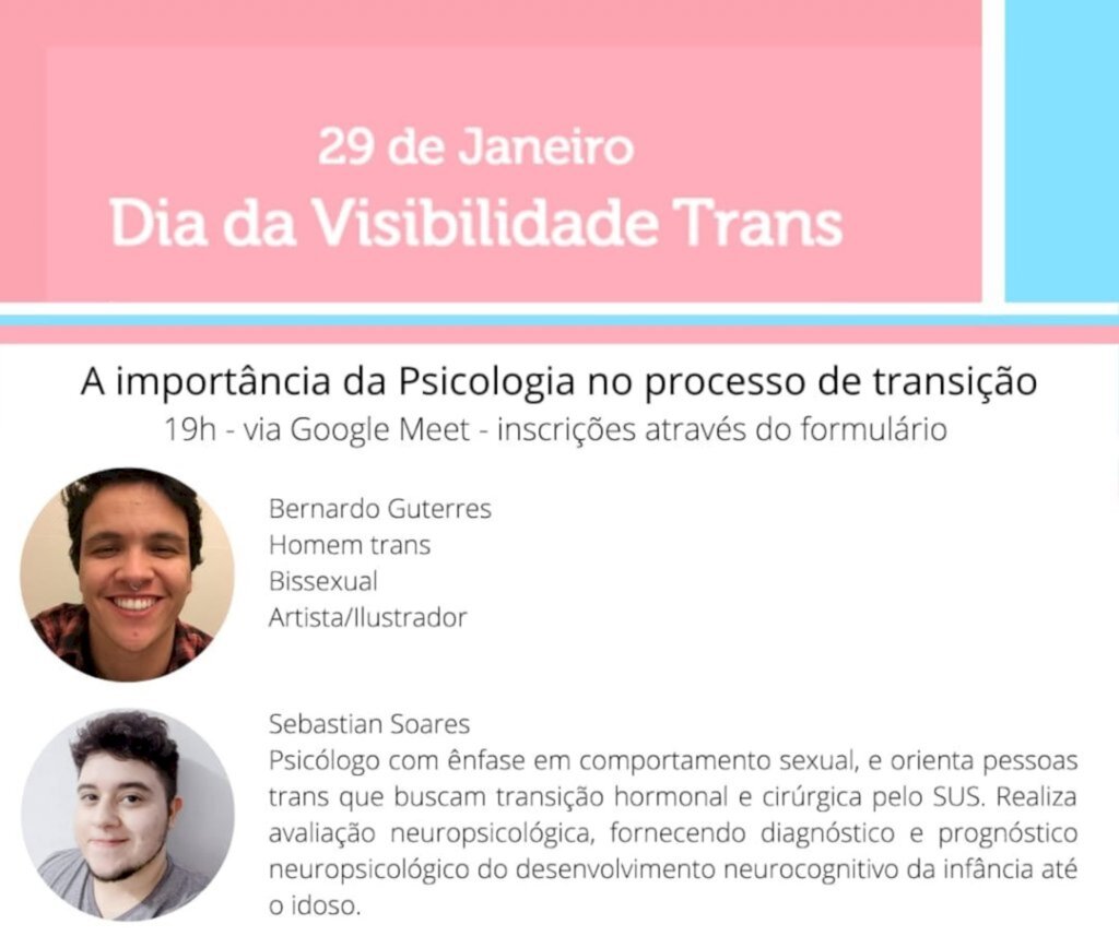 No Dia da Visibilidade Trans, live debate sobre a importância da psicologia no processo de transição