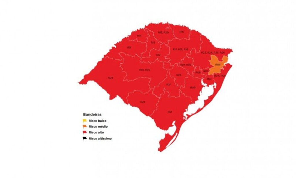 Em mapa preliminar, Santa Maria permanece com bandeira vermelha