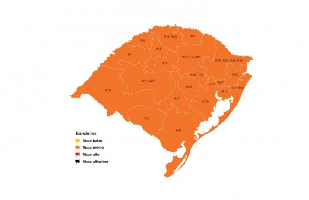 Em mapa definitivo, todas as regiões ficam com bandeira laranja