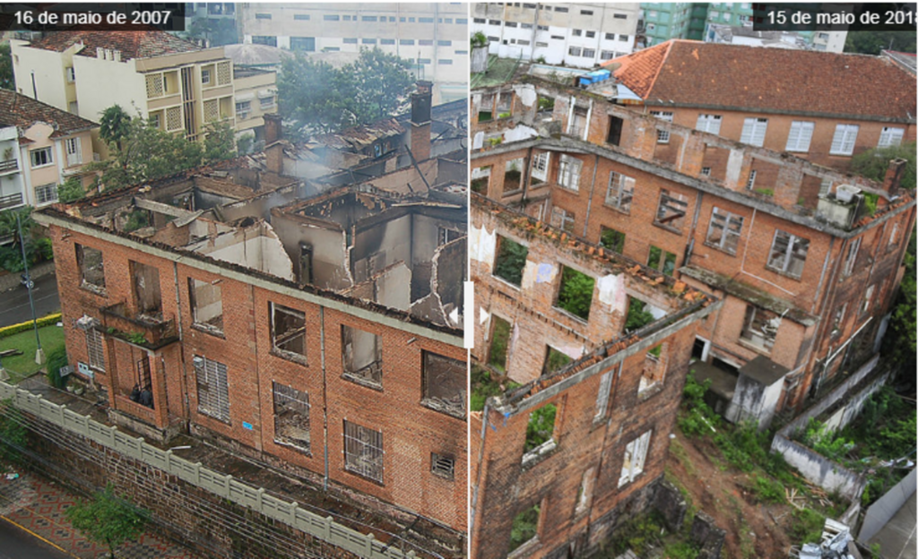 VÍDEO: ruínas do Colégio Centenário começam a ser demolidas 11 anos após incêndio