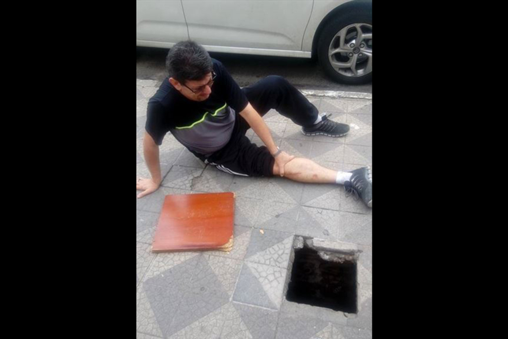 Funcionário público se machuca ao cair em calçada de Santa Maria