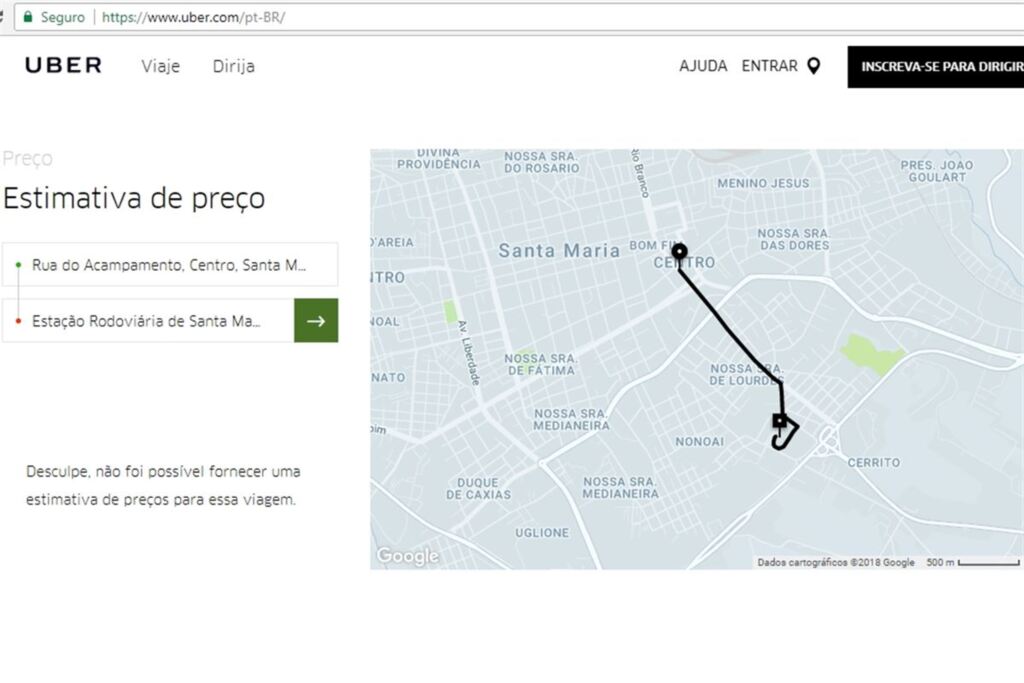 Uber estreia hoje com estimativa de preço do serviço em Santa Maria