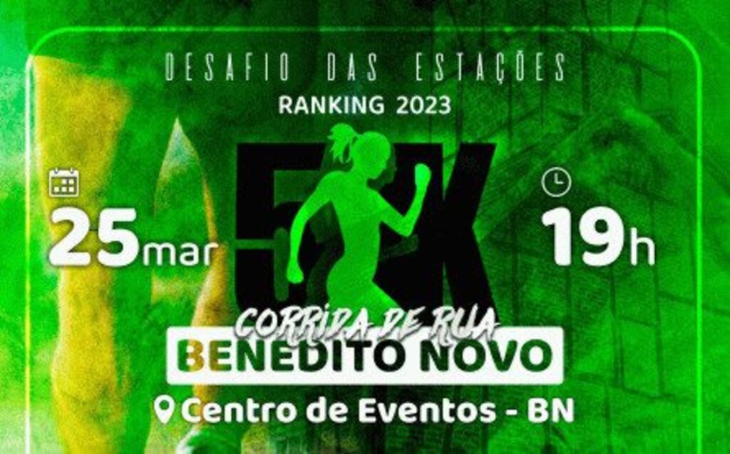 Inscrições abertas para a Corrida 5k Benedito Novo