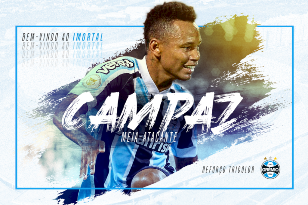 título imagem Grêmio oficializa a contratação do atacante Campaz