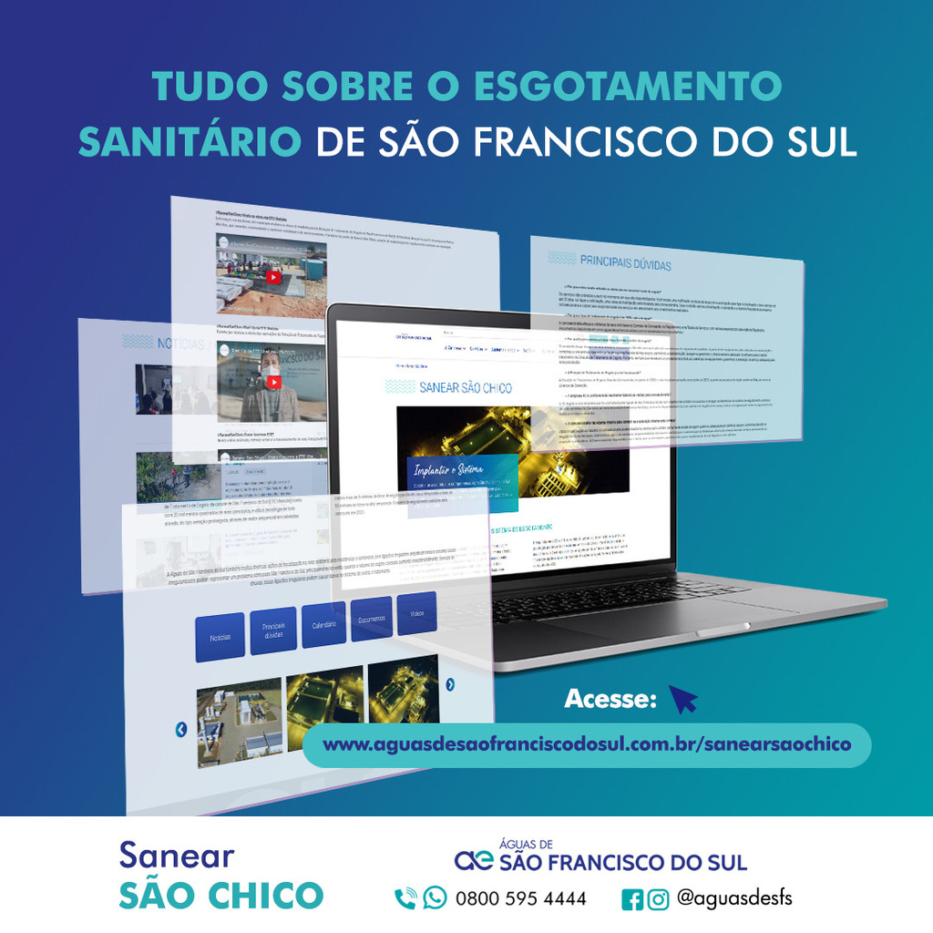 Águas de São Francisco do Sul lança site Sanear São Chico e facilita acesso às informações sobre as obras de esgoto