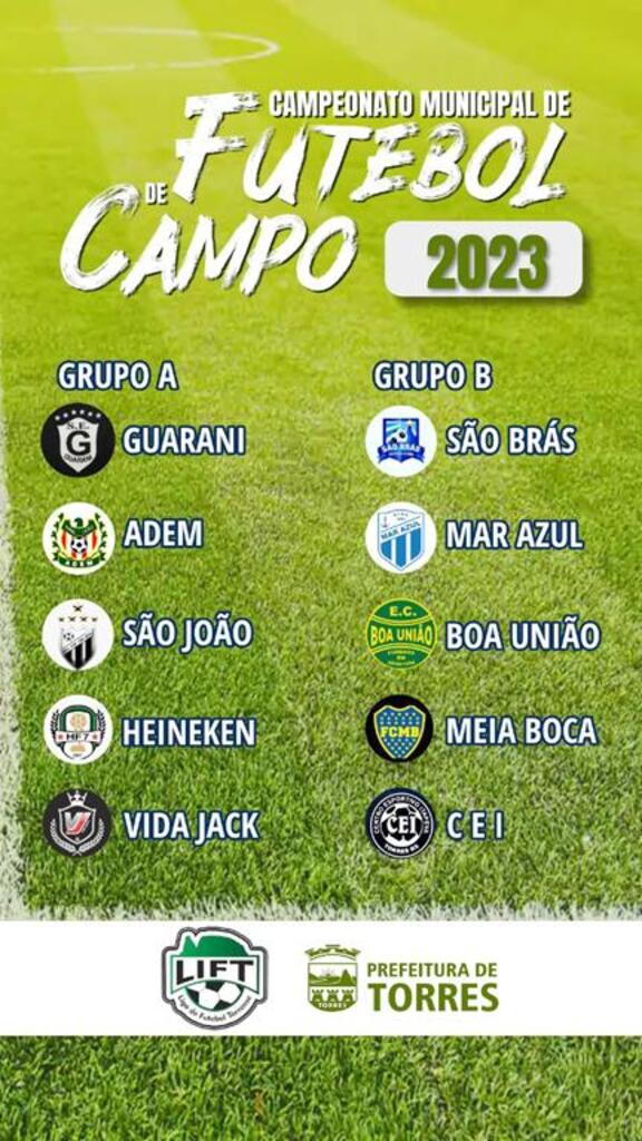 DEZ EQUIPES VÃO PARTICIPAR DO CAMPEONATO 
MUNICIPAL DE FUTEBOL DE CAMPO DE TORRES