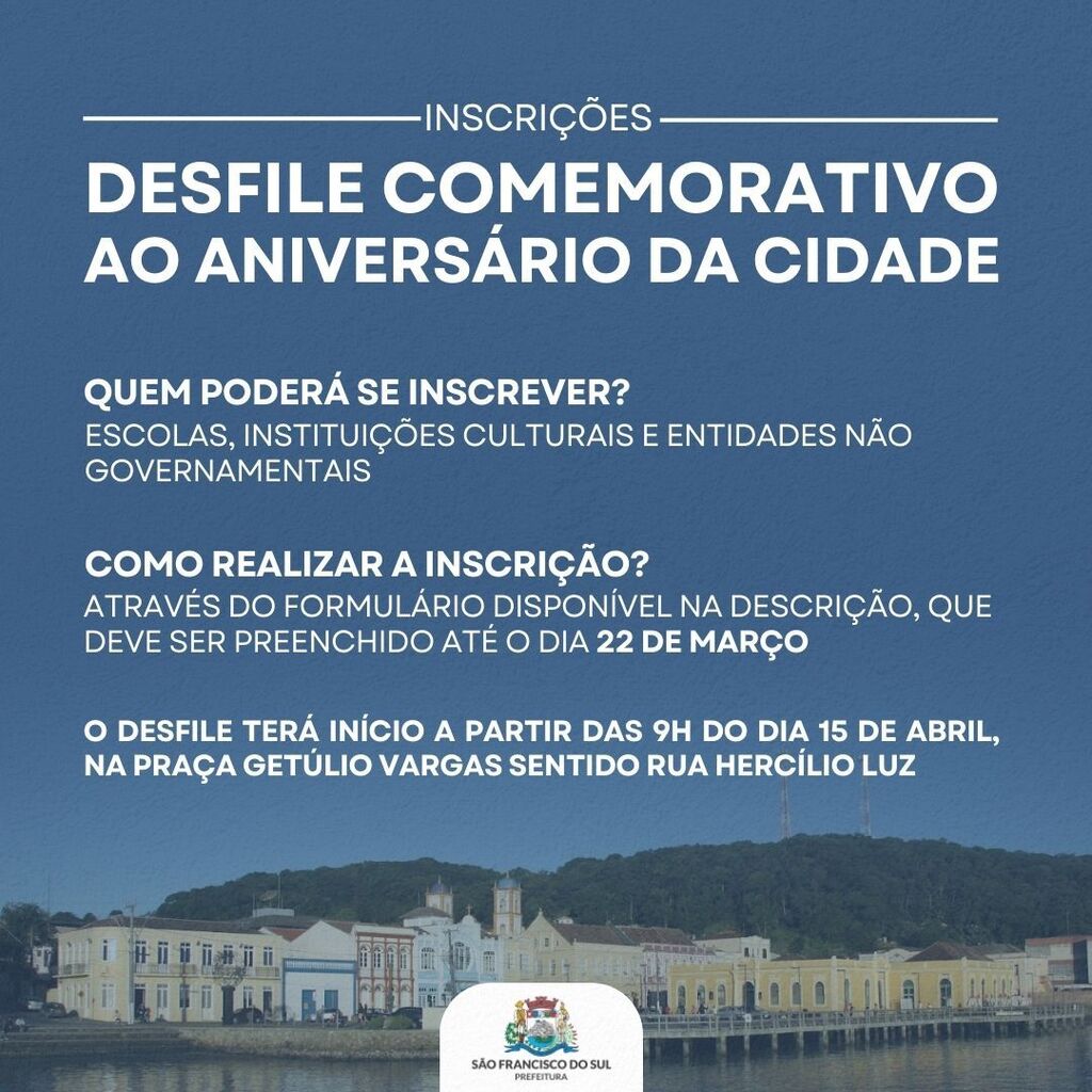 São Francisco do Sul: Abril terá programação especial para aniversário da cidade