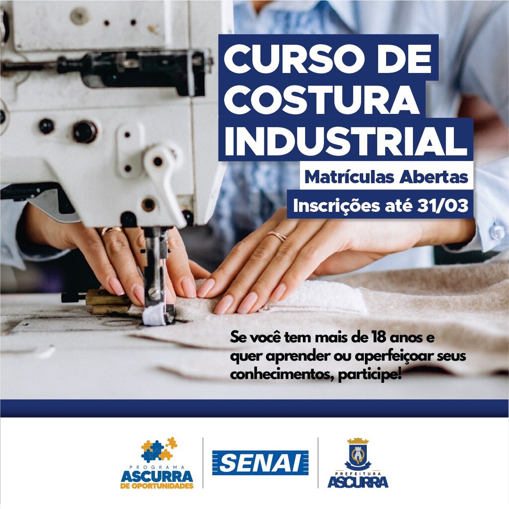 Inscrições abertas para os Cursos de Costura Industrial Básica e Avançada!