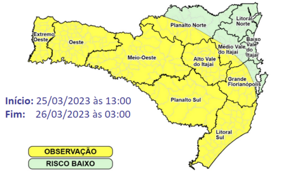 Defesa Civil alerta para a possibilidade de temporais isolados