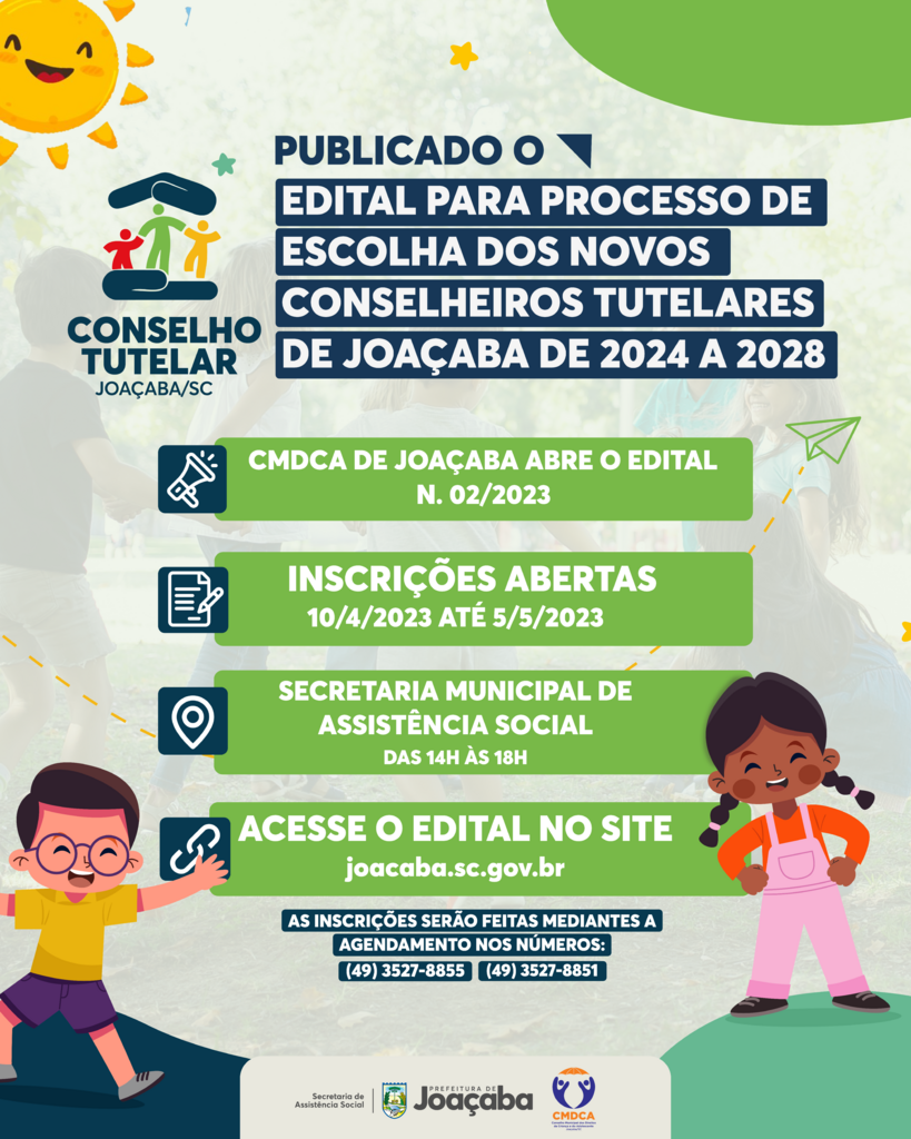 Inscrições abertas para escolha de Conselheiros Tutelares em Joaçaba