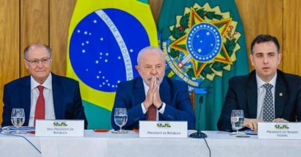 (Foto: Ricardo Stuckert) - Geraldo Alckmin, Lula e Rodrigo Pacheco