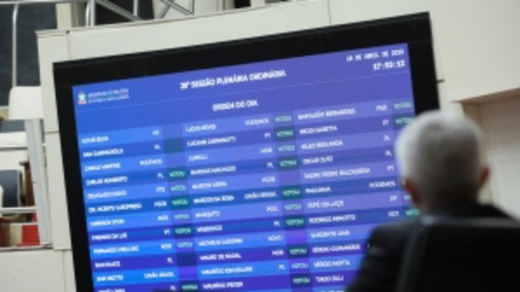 Solon Soares / Agência AL - Painel eletrônico do plenário da Assembleia, durante votação do PLC sobre guardas escolares