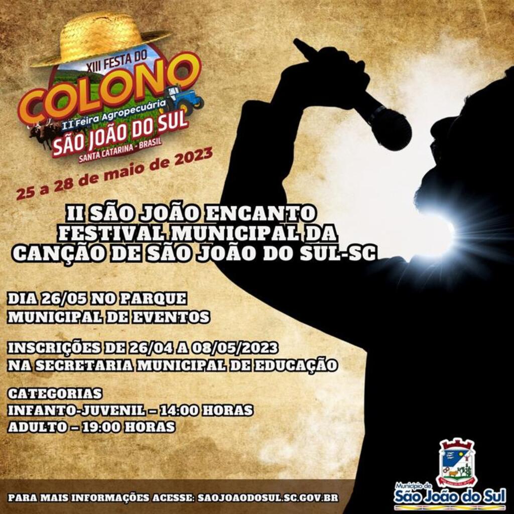 ABERTAS AS INSCRIÇÕES PARA O II FESTIVAL MUNICIPAL DA CANÇÃO SÃO JOÃO ENCANTO