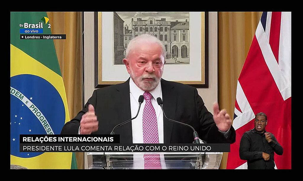 Foto: reprodução TV Brasil - Lula falou à imprensa em Londres