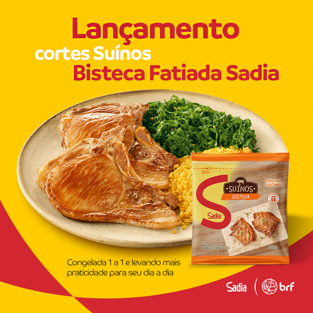 A linha de Suínos Fatiados Sadia e de Sadia Na Receita está de cara nova e conta com o lançamento da Bisteca Suína de 800g