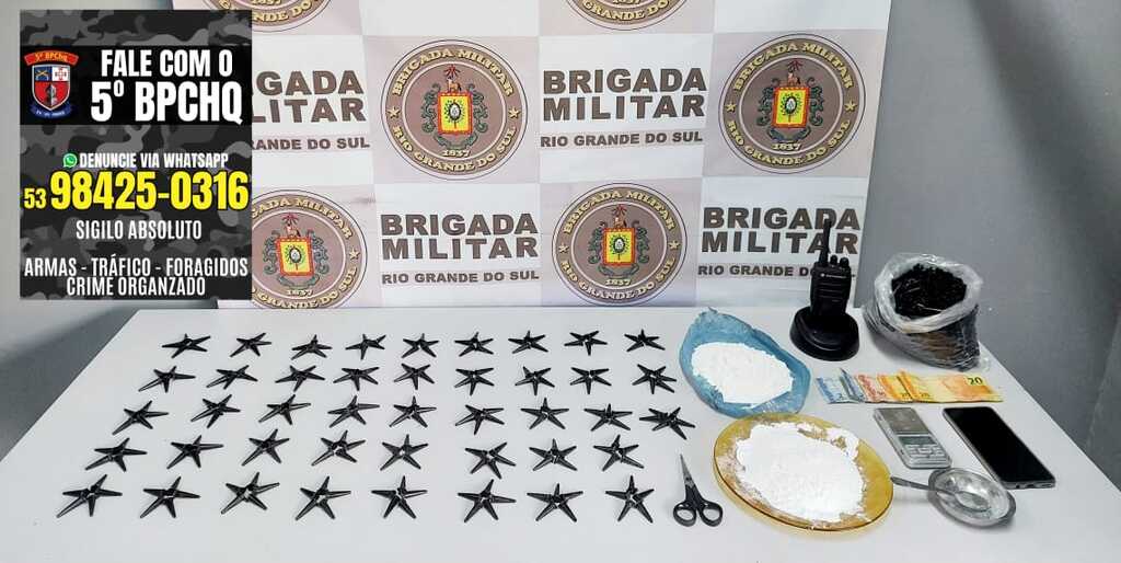 Divulgação BM - Com o suspeito, no BGV, os policiais localizaram cocaína e embalagens para a droga (eppendorfs),