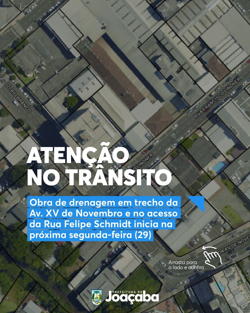 Obra de drenagem em trecho da Av. XV de Novembro e no acesso da Rua Felipe Schmidt inicia na próxima segunda-feira (29)