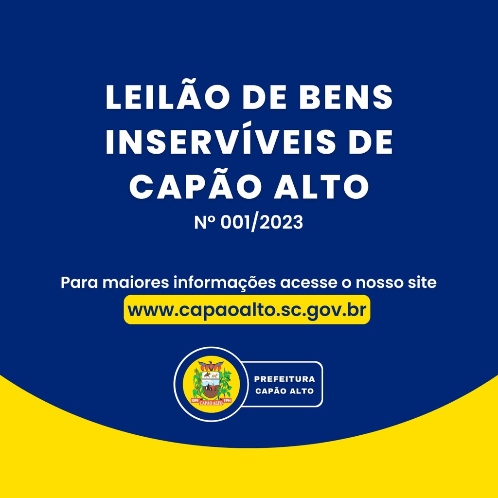 Prefeitura de Capão Alto realização Leilão de Bens Inservíveis