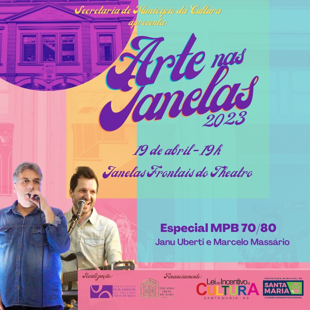 Arte nas Janelas: Theatro recebe apresentação gratuita com repertório dos anos 70 e 80 nesta quarta-feira