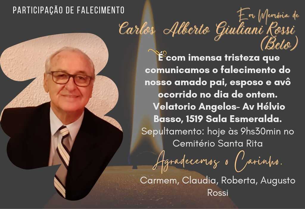 Participação de falecimento – Carlos Alberto Giuliani Rossi