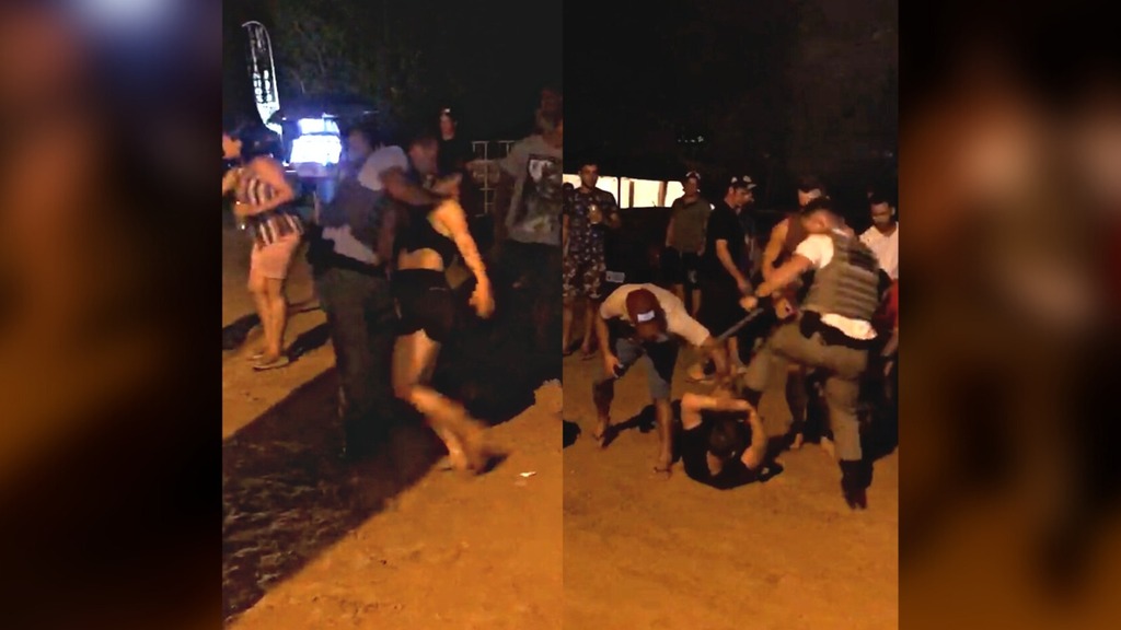 Casal é preso e PMs são afastados após agressões durante festa em balneário de São Francisco de Assis; assista