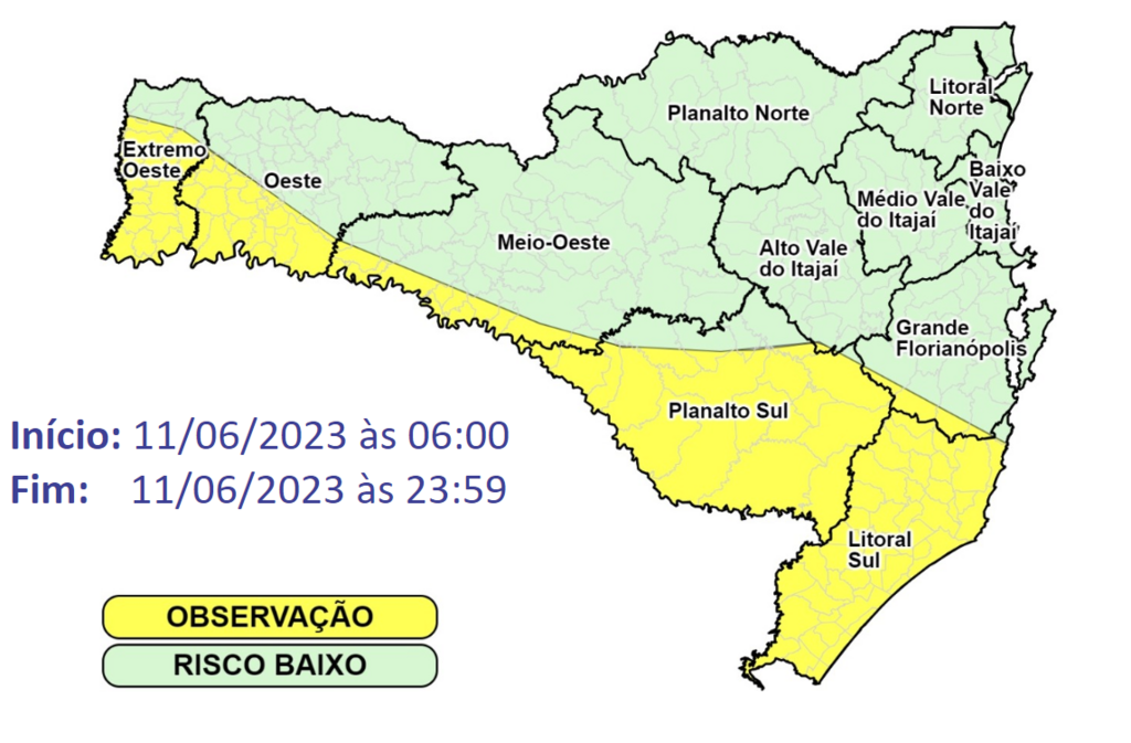 Defesa Civil alerta para declínio acentuado nas temperaturas ano domingo