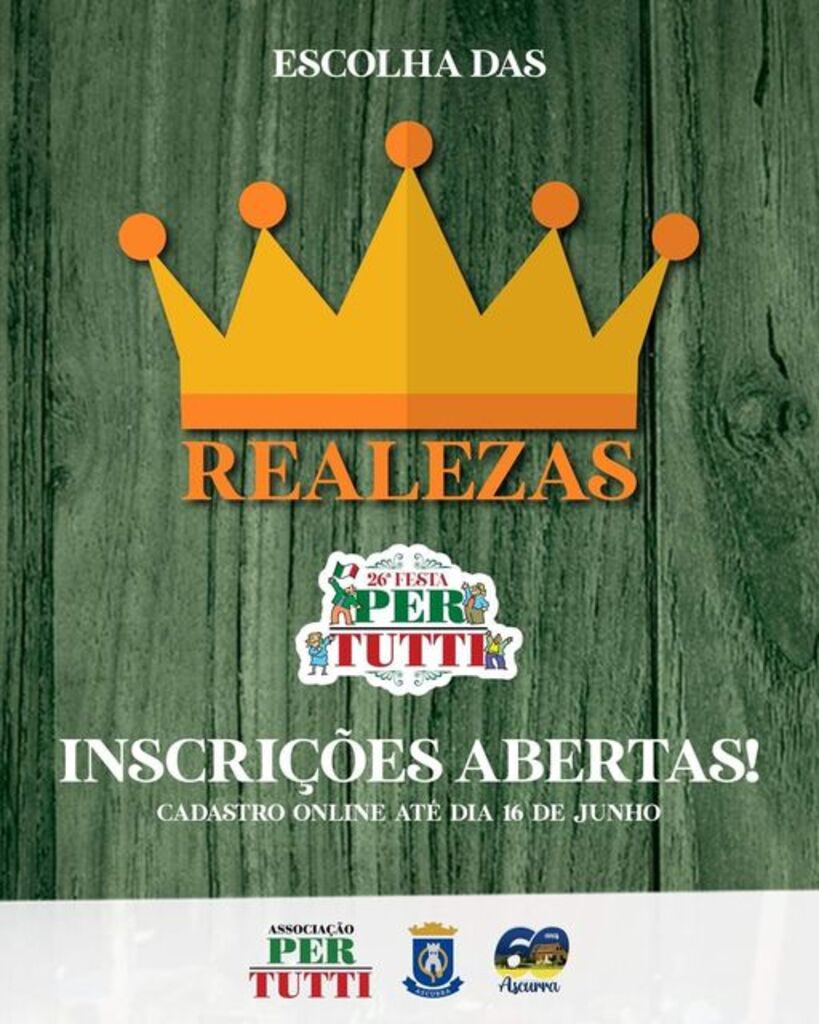 Inscrições abertas para a Escolha da Realeza e La Bambina da Festa Per Tutti 2023!