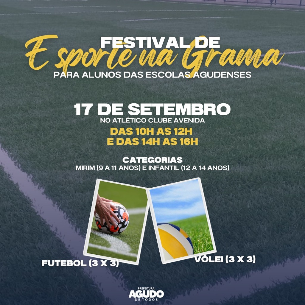 I Festival de Esporte na Grama de Agudo ocorre no sábado