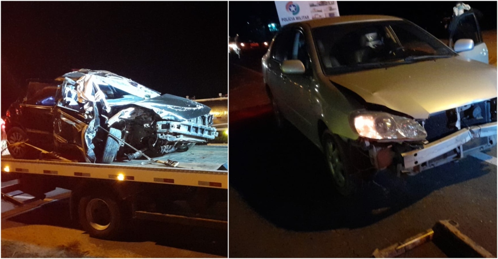 Três carros e retroescavadeira se envolvem em grave acidente em Gravatal