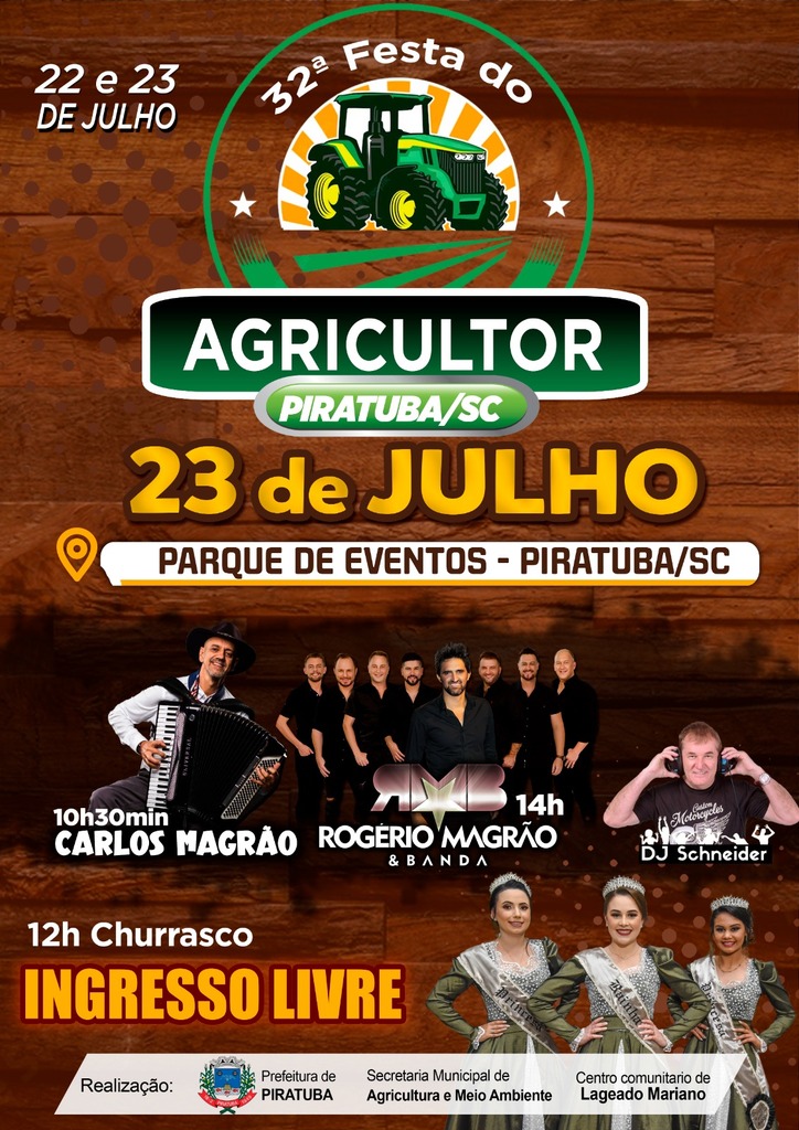 PIRATUBA OFICIALIZA ATRAÇÕES ARTÍSTICAS DA 32ª FESTA DO AGRICULTOR