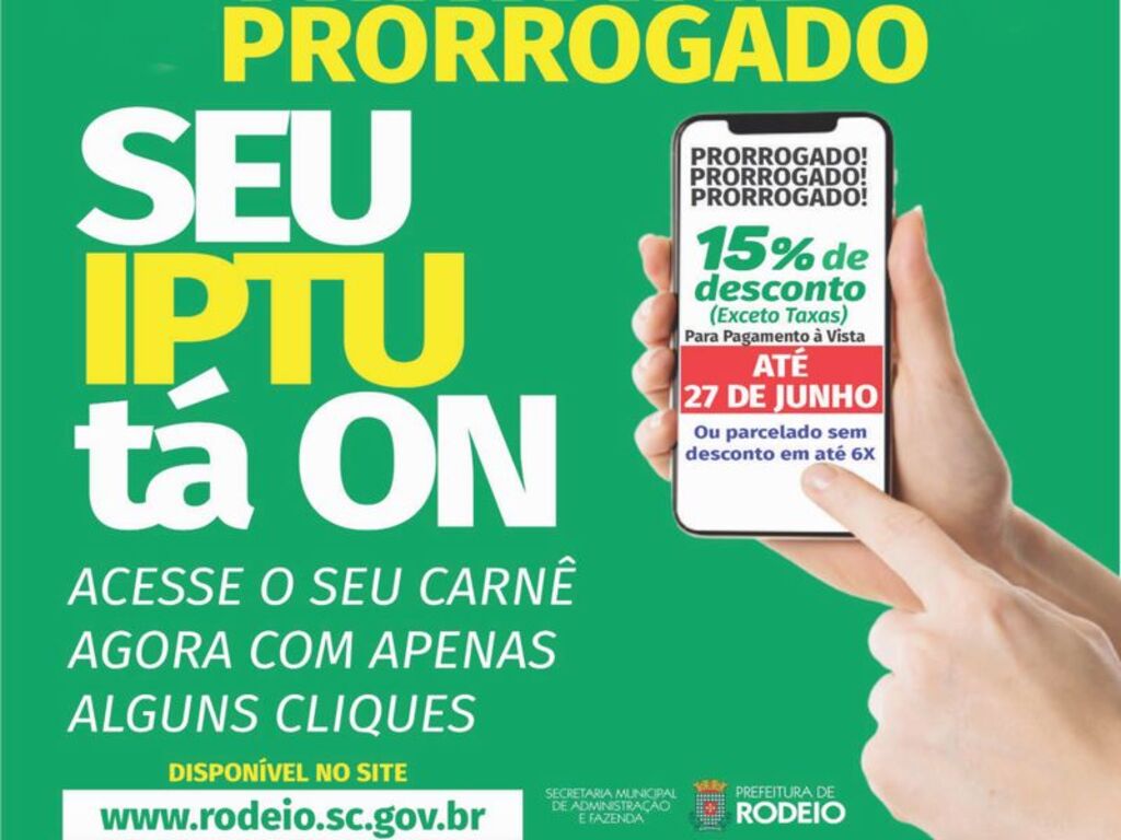 RODEIO prorroga prazo para pagamento do IPTU