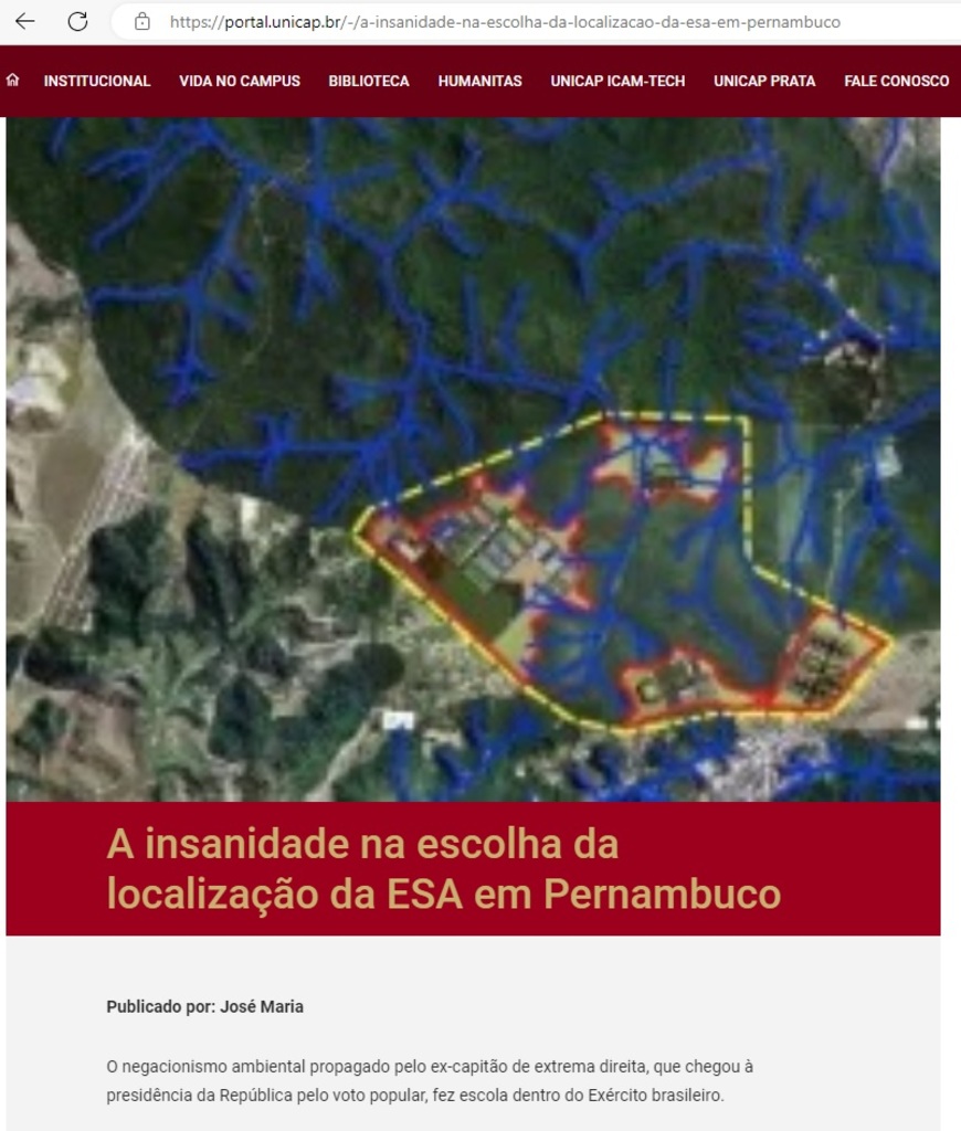 título imagem Professor de Pernambuco diz que local escolhido para a ESA é 