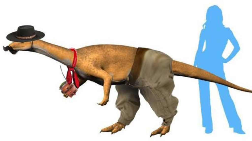  - Imagem sugere que altura do Bagualosauros seria equivalente a de uma pessoa
